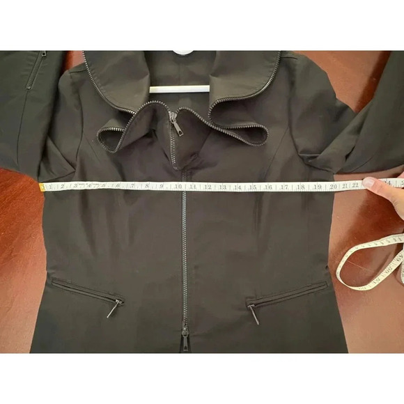 Lafayette 148 New York Black Blazer Career Jacket Size 12 Ruffled Zipper Necklin - Picture 10 of 13